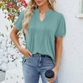 thumbnail image 2 of Tops for Women Trendy Summer Sports Women Women's Long Sleeve Tee Shirts Phrasing Shirt Tee Shirts Womens Woman S Tee Shirt Women's Fashion Casual Solid Color Spring/summer V Neck Ruffled Mint Green S, 2 of 6