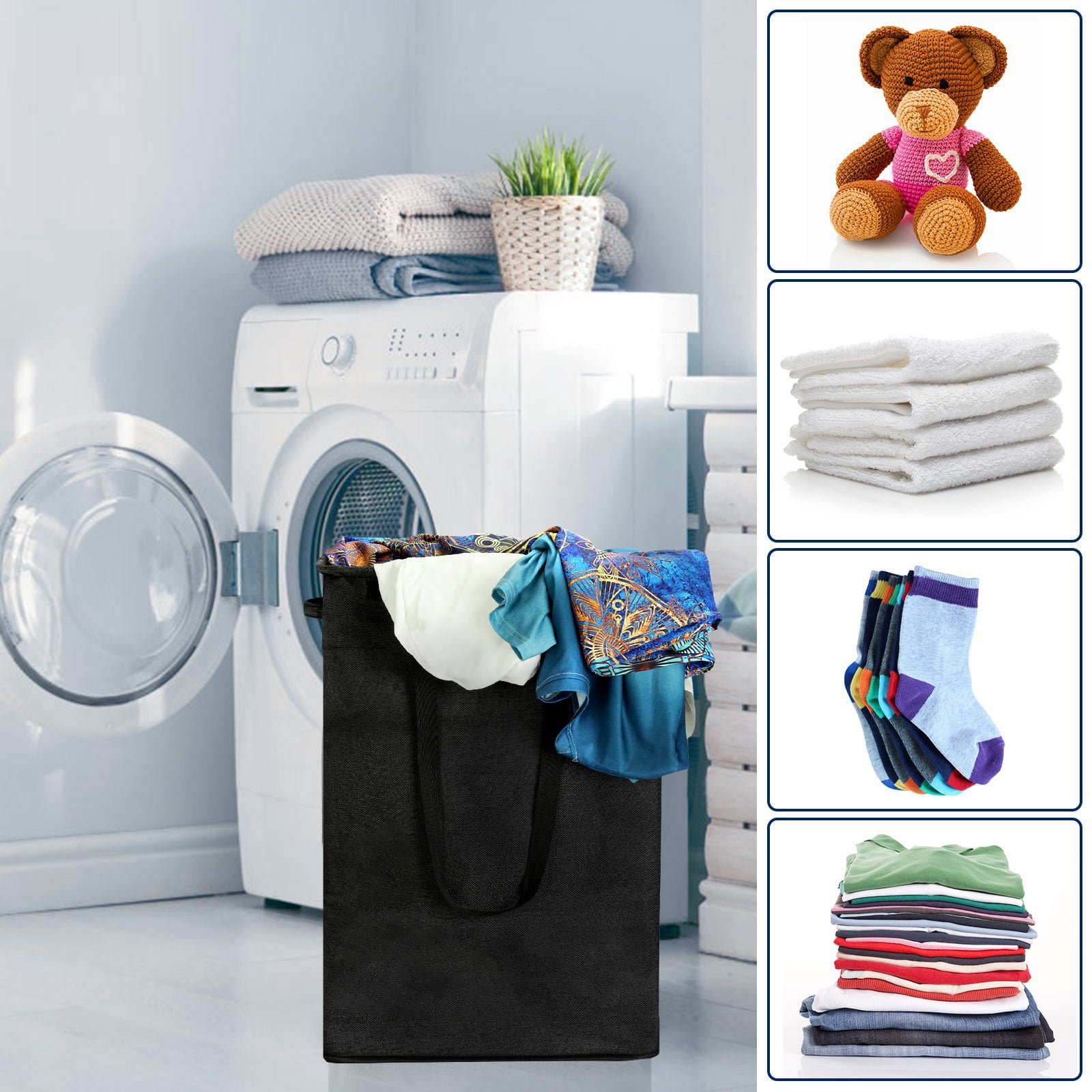 YQSDG Waterproof Lining Foldable Clothes Laundry Hamper, Black Cross