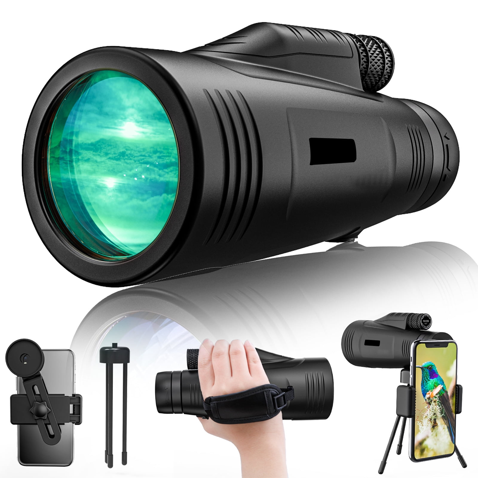 with Smartphone Holder and Tripod HD Monoculars for Adults Bird Watching,Wildlife,Concert,Sporting Game Monocular 12X42 Monocular Telesacope 