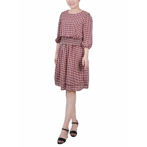 Petite Size 34 Sleeve Dobby Smocked Waist Dress Pristine Purple Square PXL