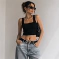 thumbnail image 4 of Wuqi Y2K DVD Buckle Belt for Women Men, 1.5 Inch PU Leather Streetwear Belt for Jeans Cargo Pants, Black White, 4 of 9