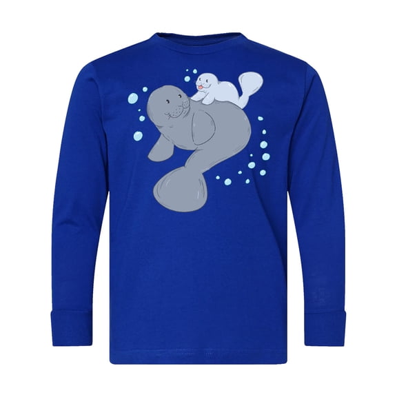Inktastic Cute Manatees with Bubbles Long Sleeve Youth T-Shirt