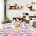 thumbnail image 2 of Socofuz Cute Fluffy Rug for Girls Room Nursery Playroom, Shag Carpet for Reading Nook, 8'X10' Tie-dyed Rainbow, 2 of 10