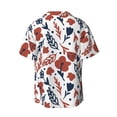 thumbnail image 4 of Goofa Red Blue Leaves Printed Men's Casual Short-sleeved Shirt,Lightweight Breathable Button-down,Summer Casual men's top,Versatile Fashion shirt-Large, 4 of 7