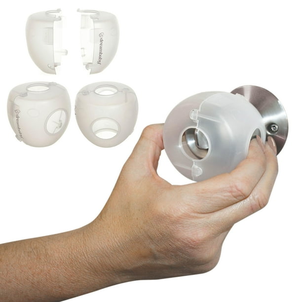 Fundas de seguridad para pomos de puerta a prueba de niños Dreambaby, paquete de 3, blancas