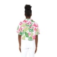 thumbnail image 2 of Women's Hawaiian Tie Front Crop Top Aloha Shirt in Sandy Beach Lotus and Orchid 2XL, 2 of 5