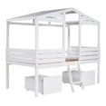 thumbnail image 3 of Twin Size Loft Bed with 2 Storage Drawers,House Wood Bed Frame with Roof and Windows,Playhouse Bed with Ladder & Solid Wood Slats Support & Safety Guardrails,No Spring Boxes Required, 3 of 7