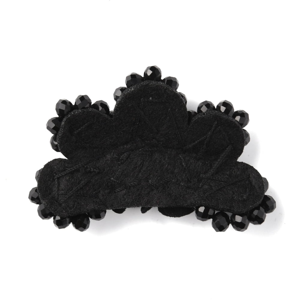 20pcs Glass Rhinestone Sew on Ornament Accessories with Felting Flower for Shoes Clothes bag Decoration Black 50x70x11mm