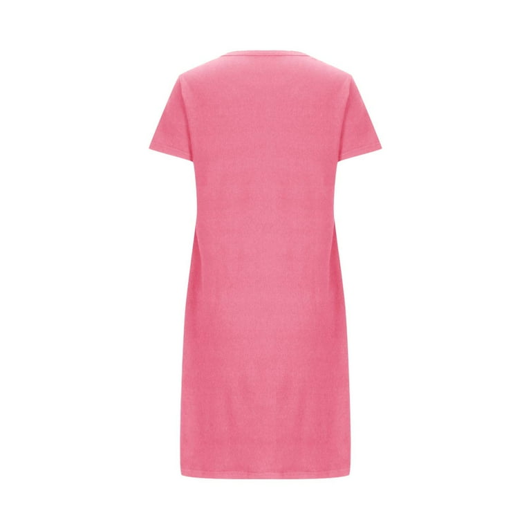 WREESH Comfort Nightwear Women's Short T-Shirt Dress 4th of July Theme  Short Sleeves T-Shirt Dresses Hot Pink - Walmart.com