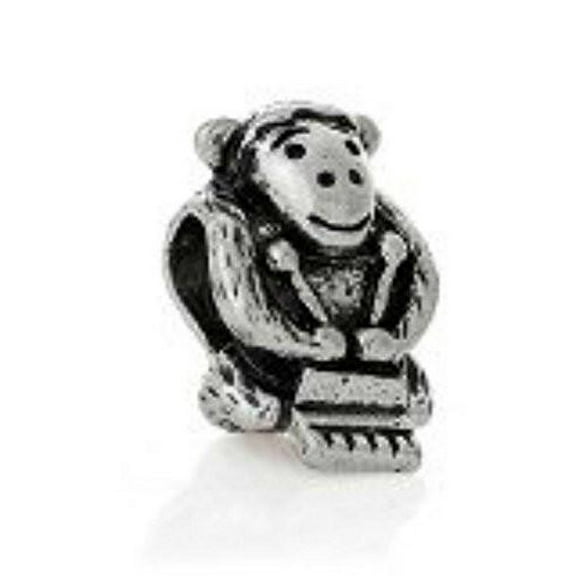 Drum Playing Monkey Bead Compatible for Most European Snake Chain Bracelet