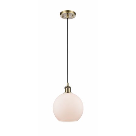 516-1P-AB-G121-8-Innovations Lighting-Athens - 1 Light Mini Pendant In Industrial Style-10 Inches Tall and 8 Inches Wide-Antique Brass Finish-Matte