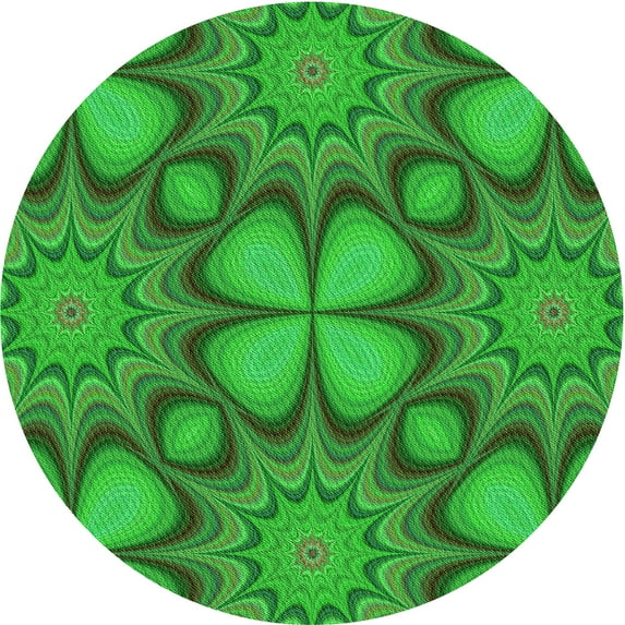 Ahgly Company Machine Washable Indoor Round Transitional Lime Green Area Rugs, 8' Round