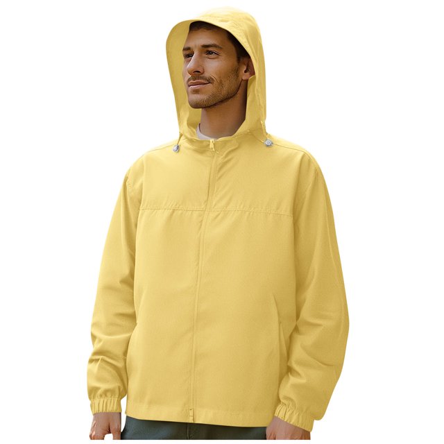 Men's UPF 50 Sun Shirt, Fishing & Outdoor Long Sleeve Hooded Rash Guard, Quick-Dry Sun Protection Shirt with Zipper Pockets