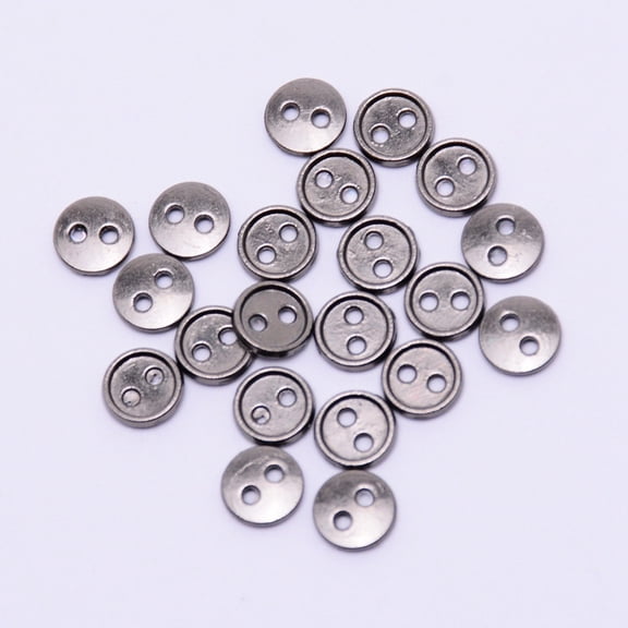 100pcs Alloy Mini Buttons 2-Hole Flat Round Cadmium Free & Lead Free Gunmetal 4x1.5mm Hole: 0.8mm DIY