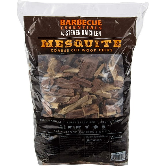 Steven Raichlen All Natural Mesquite Wood Chips for Smoker - 260 Cu. In. Bag, Approx 2 lbs - Kiln Dried Coarse Cut BBQ Grill Wood Chips for Smoking Meat - Barbecue Accessories & Grilling Gifts for Me