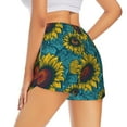 thumbnail image 3 of Xecao's Sunflowers for a double-layer running short for women, perfect for gym, tennis, and more, featuring a convenient pocket., 3 of 9
