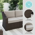 thumbnail image 3 of Martha Stewart Indoor-Outdoor Modular Patio Loveseat in Brown Rattan Wicker with Tan All-Weather Cushions, 3 of 11