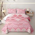 thumbnail image 2 of Manfei Cartoon Scale Quilt King, Ocean Animal King Coverlet Set, Pink, 3-Piece, 1 Bedspread and 2 Pillowcases, 2 of 7