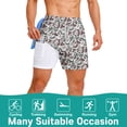 thumbnail image 3 of MINOUVA 2-in-1 Compression Liner Quick-Dry Stretch Fabric Trunks Shorts Swimwear Bottoms (Men's), Camo Duck S, 3 of 7