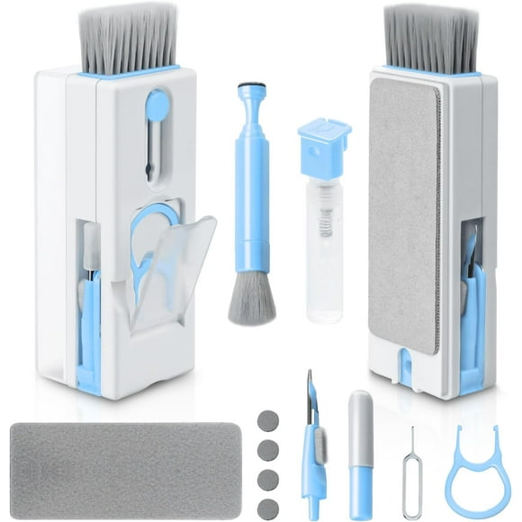 11 in 1 Laptop Digital Cleaning Kit, Multi-function Keyboard Cleaning Brush with Keycap Puller, Blue