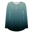 thumbnail image 5 of Women's Fall Henley V Neck Button Up Tunic Tops Flowy Long Sleeve T-Shirts Gradient Printed Blouse for Leggings, 5 of 5