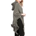 thumbnail image 2 of SWSMCLT Women's Poncho Sweater Ponchos and Wraps Soft Knit Winter Warm Blanket Wrap Shawl Pashmina Hooded Cape Casual Fringe Crochet Grey One Size, 2 of 4