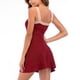 thumbnail image 3 of Casual Solapa Plisada Botones De Correa De Espagueti De Moda Casual Para Mujer Vino m Hugo  Mini vestido corto, 3 of 10
