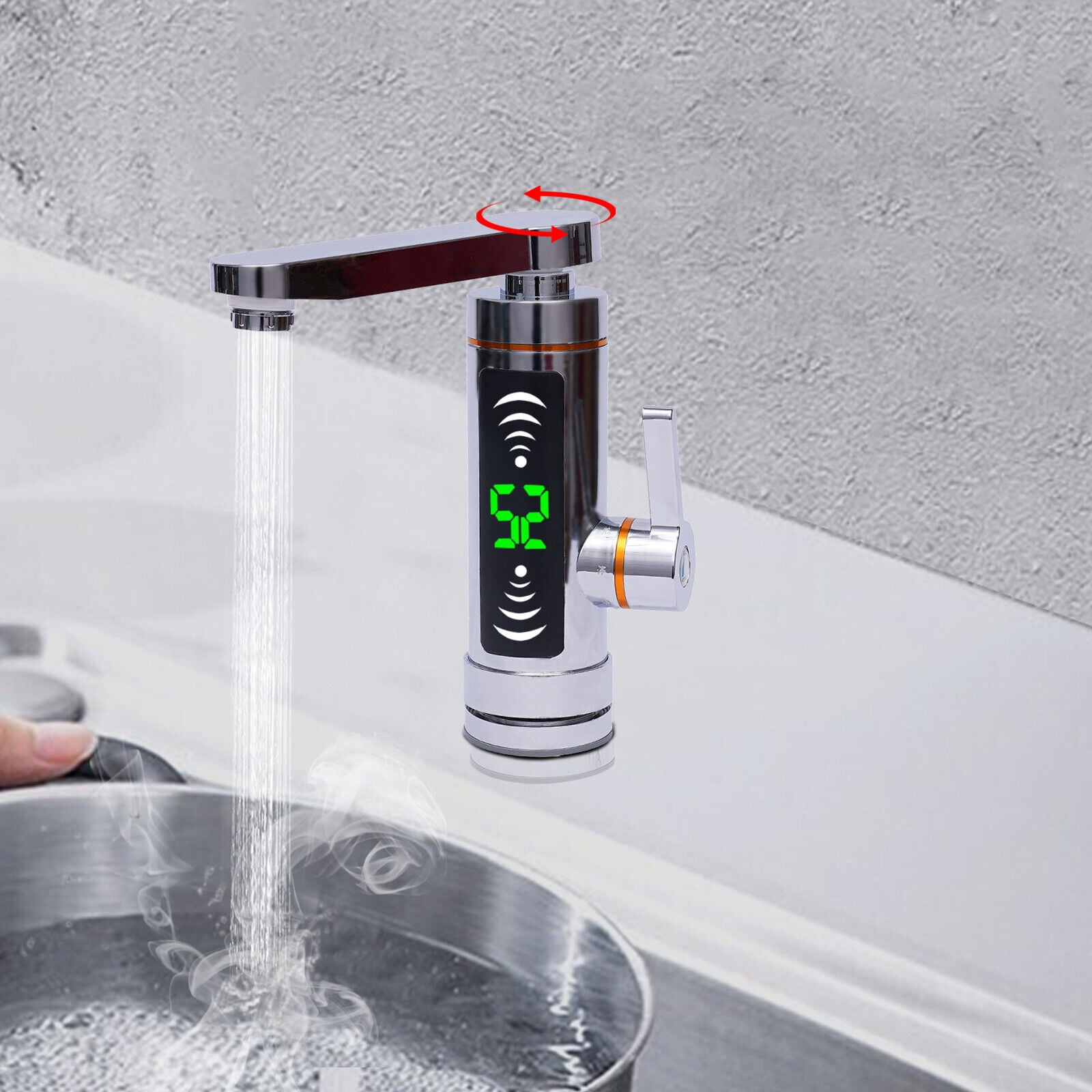 FETCOI Electric Instant Hot Water Heater Shower Kitchen Tap Faucet LED Digital Display