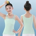 thumbnail image 2 of FFENYAN Solid Color Strap Long Girls' Tank Top with Built-in Padding - Breathable Shoulder Straps Modal Underwear for Kids 9-14 Years, 2 of 5