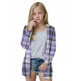 thumbnail image 3 of AHTJRT Girls Cardigans Plaid Long Sleeve Tops with Pockets Casual Lightweight Stretch Knitted Sweaters Fall Winter Spring Long Length Outerwear Purple#02 9-10 Years, 3 of 8