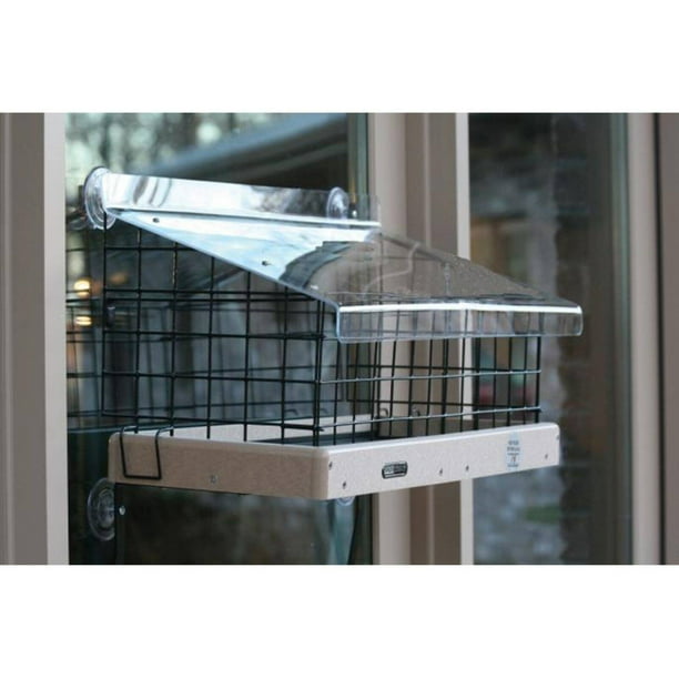 Birds Choice Recycled Window Mount Platform Feeder with Cage and