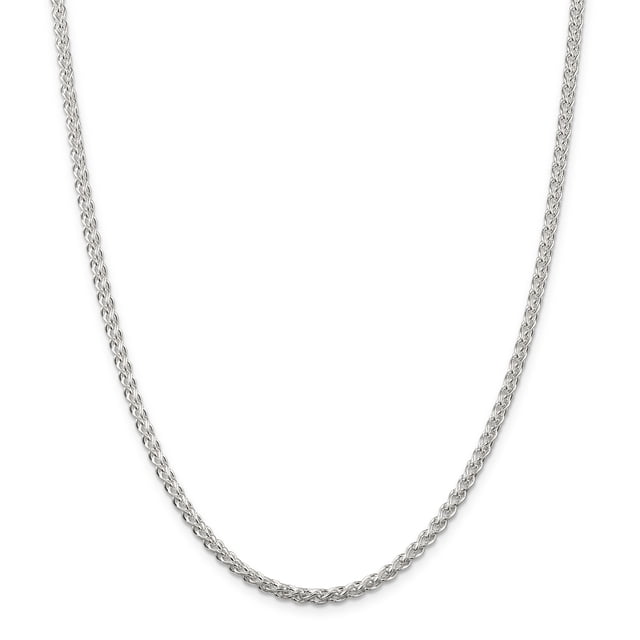 Collier Pendentif Chaîne Spiga Ronde 3mm en Argent Sterling 925 Charme Blé