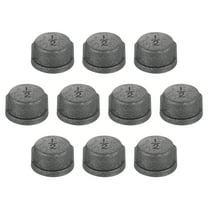 10 Pack 1/2" Round Head Steel Threaded Pipe Fitting Caps, Black
