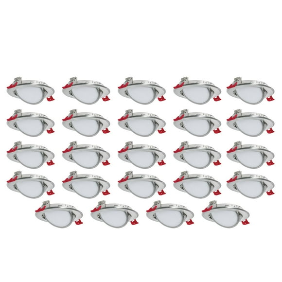 Nadair, 4’’ LED Gimbal Recessed Ultra Slim Lights, 3 Built-in Color Temperature (3K/4K/5K), 24-Pack, IC Rated, Dimmable, 9W=50W, 550 Lumens, Quick Connect System, Brushed Nickel  Finish