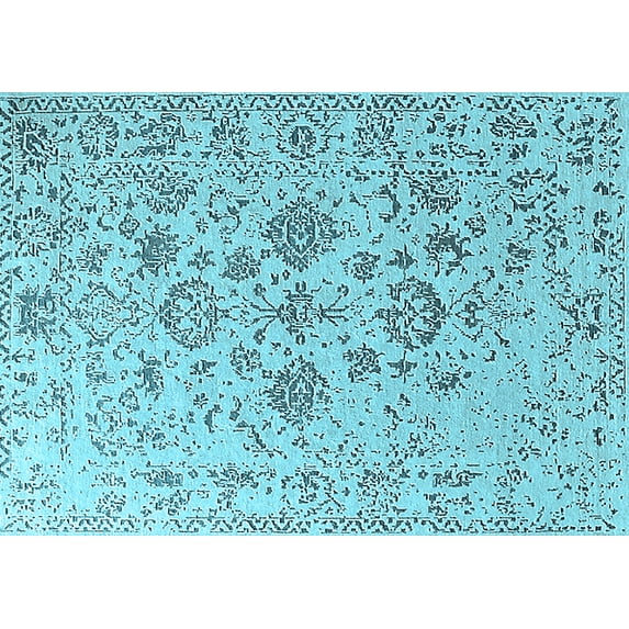 Ahgly Company Indoor Rectangle Oriental Light Blue Industrial Area Rugs, 6' x 9'