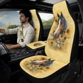 thumbnail image 2 of Xixirimido 5Pcs Car Seat Covers & Seatbelt Covers & Center Console Cover Set Universal Auto Accessories Fit for SUV Sedan Van Truck Leather Front Seat Cover, Horse Sunflower Daisy Yellow, 2 of 8
