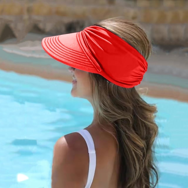 Womens Visor Wide Hat Summer Protection Face Beach Sports Cap
