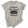 thumbnail image 1 of Explore The Great Indoors Shirt, Unisex Women's Men's Shirt, Introvert Shirt, Indoorsy Shirt, Light Silk Gray, X-Large, 1 of 6