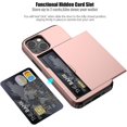 thumbnail image 2 of for iPhone 13 Mini Case with Card Holder Heavy Duty Protective Dual Layer Shockproof Hidden Card Slot Slim Wallet Case for iPhone 13 Mini for Men&Women(Rose Gold), 2 of 13