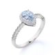thumbnail image 4 of JeenMata Anillo de Bodas Exclusivo con Halo de Aguamarina en Forma de Lágrima de 1 Quilate en Oro Blanco de 18 K sobre Plata, 4 of 6