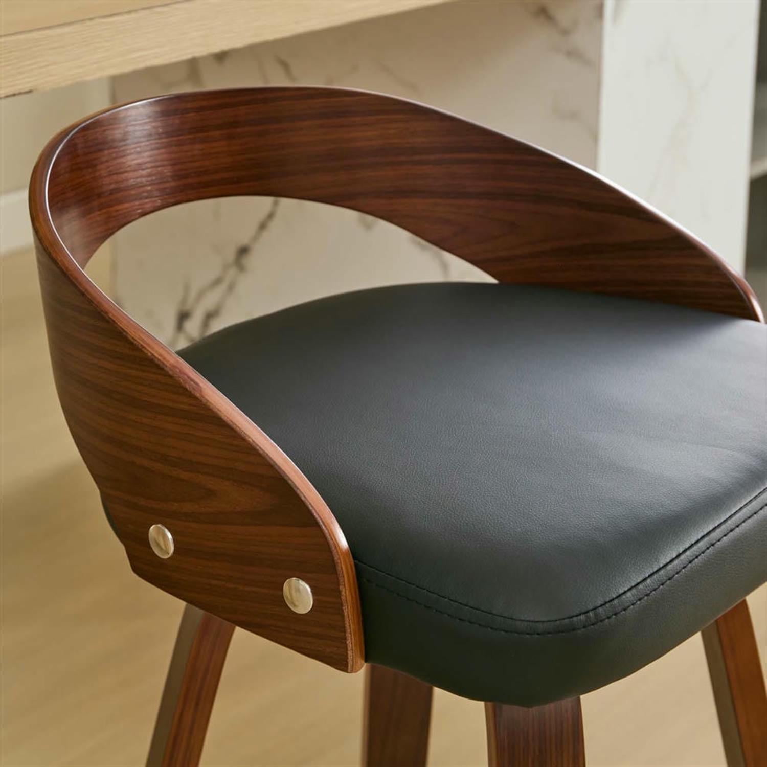 Demi Bonn 30" Counter Height Bar Stools Set of 2, Upholstered Swivel Barstools with Back, Kitchen Island Countertop Chairs for Dining Room, Black