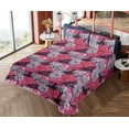 thumbnail image 4 of Ambesonne Flowers Fitted & Flat Sheet with Shams 4 Pcs Set, Garden Blooming Romance Art, Calking, Pink Pale Grey Purple, 4 of 5