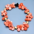 thumbnail image 3 of K-KED Teardrop Orange Coral Gold Plated Beads Choker Necklace Handmade For Women, 3 of 6