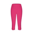 thumbnail image 4 of VERUGU Capris for Women Lightweight Athletic Leggings High Waisted Solid Slim Lounge Pants for Workout Yoga Running Hot Pink L, 4 of 6