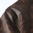 thumbnail image 4 of ohmzyzo Men's Stand Collar Leather Jacket Motorcycle Lightweight Faux Leather Bomber Jackets Casual Vintage Slim Fit Coat Outwear Brown L, 4 of 8