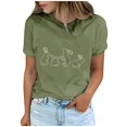 thumbnail image 2 of Tops de Cuello Alto para las Mujeres Amante Impreso Camiseta Cuello Redondo Manga Corta, Poliéster Spandex, 2 of 7