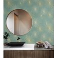 thumbnail image 2 of Seabrook Designs  Starburst Geo Prepasted Wallpaper 20.5 in. W x 33 ft. L - Teal & Gold, 2 of 6