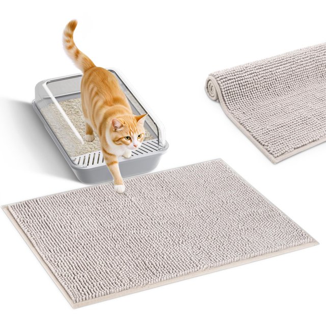 Alfombrilla de felpilla Pieviev para gatos, 36 x 30 cm, ultra absorbente, gris