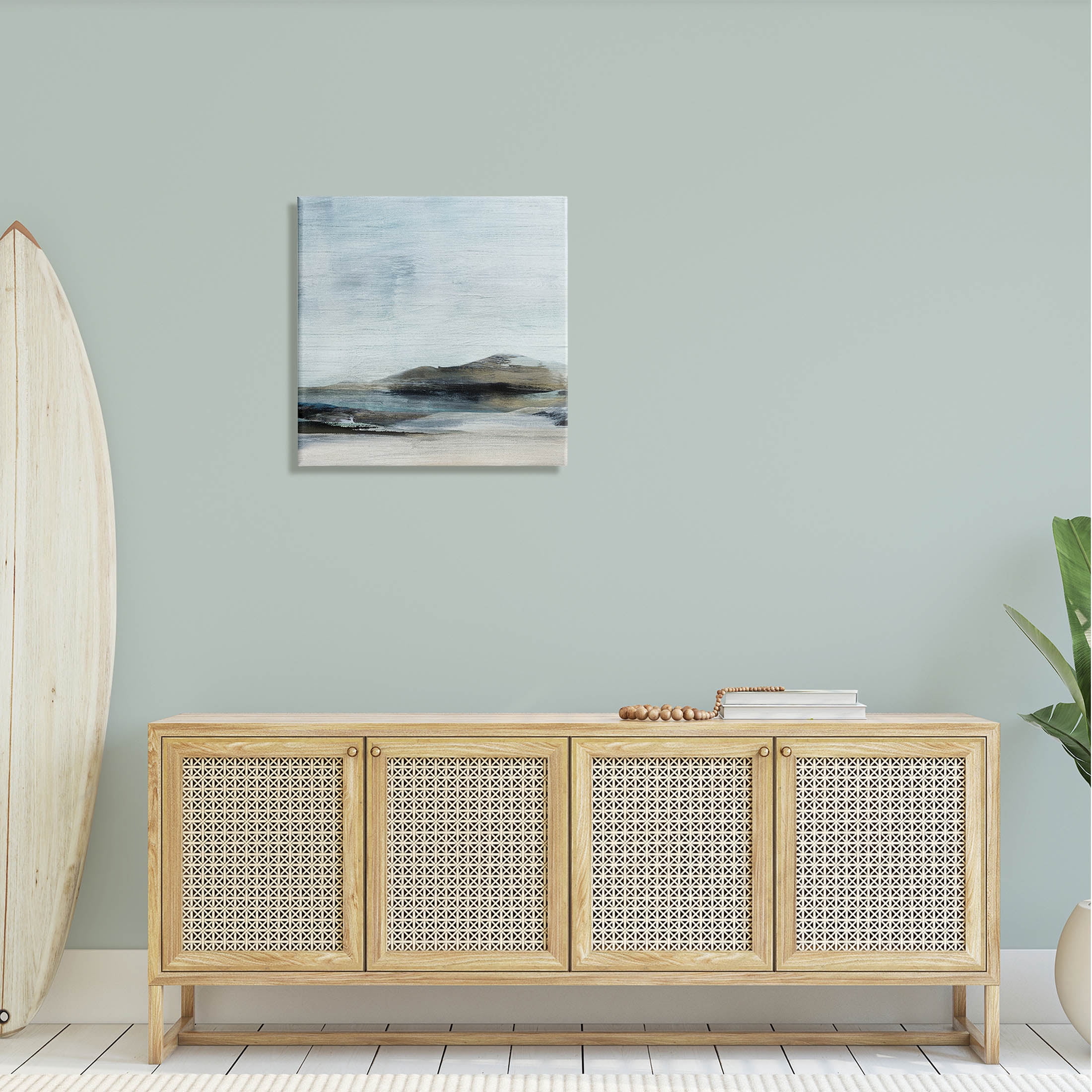 Abstract Rocky Beach Landscape Coastal Painting Gallery Wrapped Canvas Print Wall Art