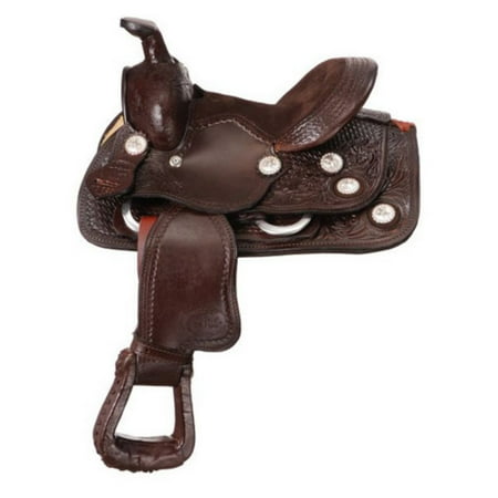 King Series Miniature Western Tooled Trail Saddle with Conchos